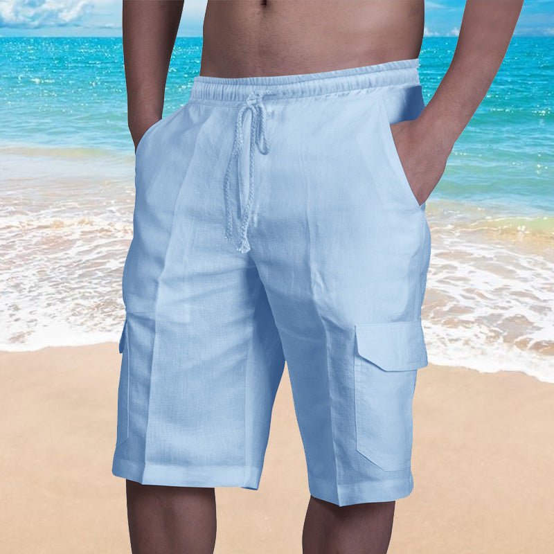 Ensfarget strand-shorts for menn