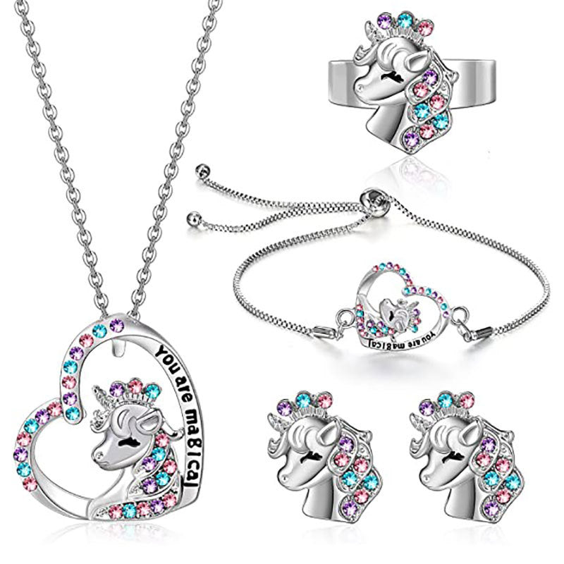 "You Are Magical" - Unicorn Princess Earrings and Necklace