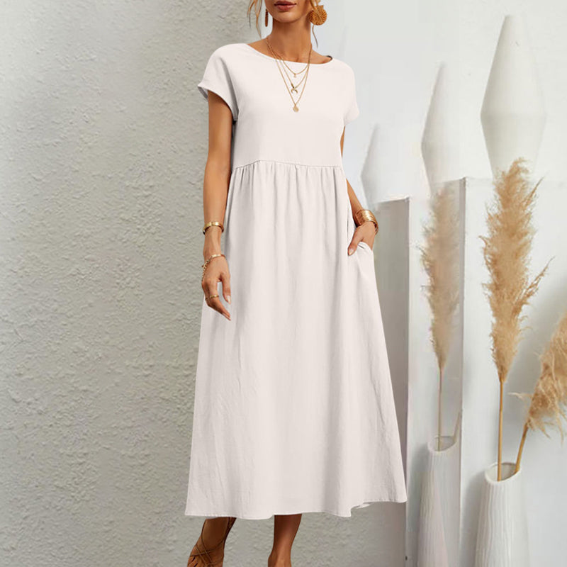 Sleeveless loose cotton linen dress