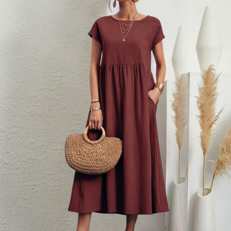 Sleeveless loose cotton linen dress