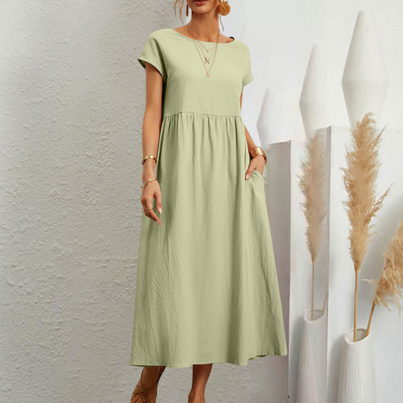 Sleeveless loose cotton linen dress