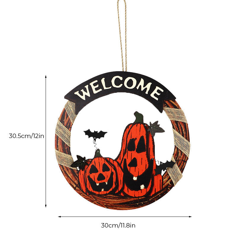 Halloween Wooden Welcome Hanging Sign