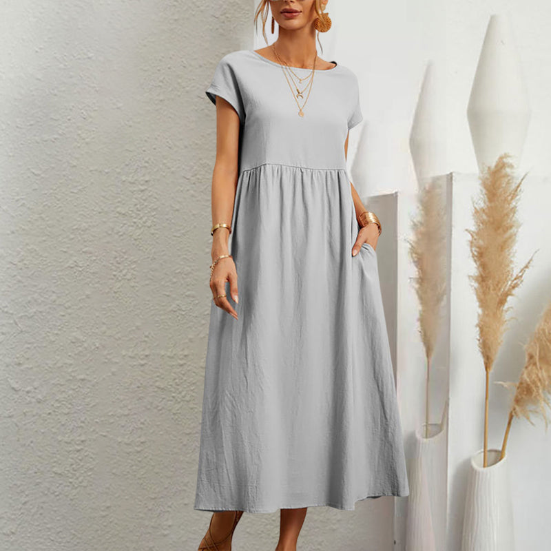 Sleeveless loose cotton linen dress