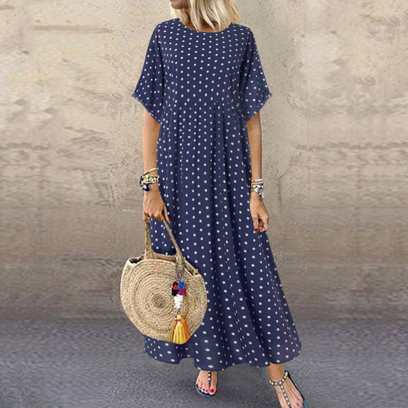 1/2sleeve polka dot dress