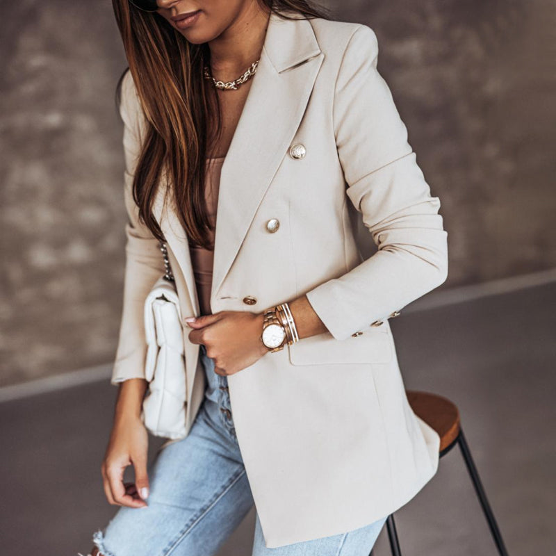 Ensfarget langermet blazer