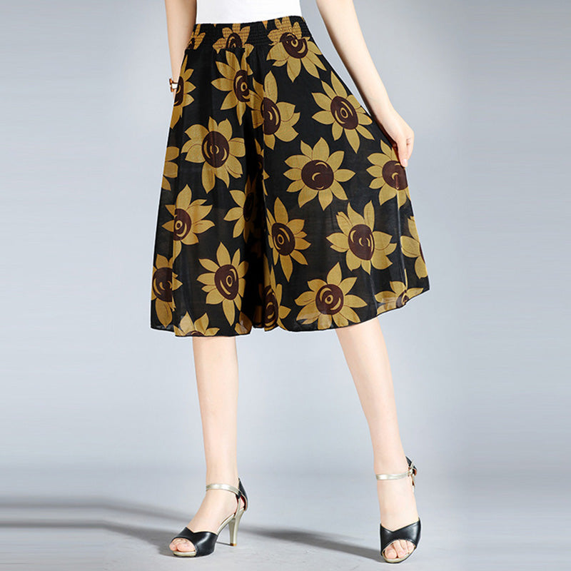 Kvinners vintage stil culottes med brede ben