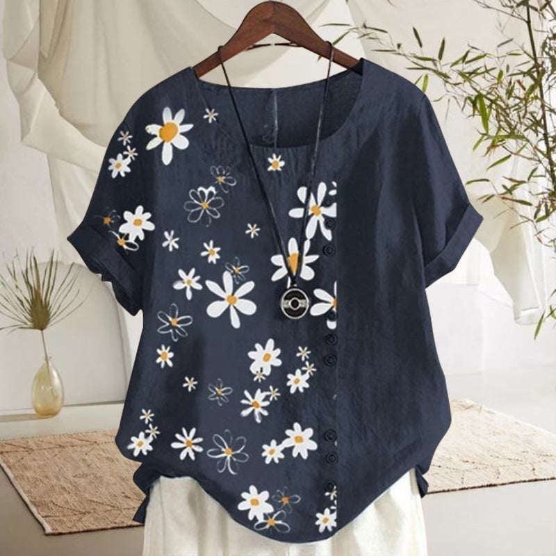 Bluse med tusenfryd print