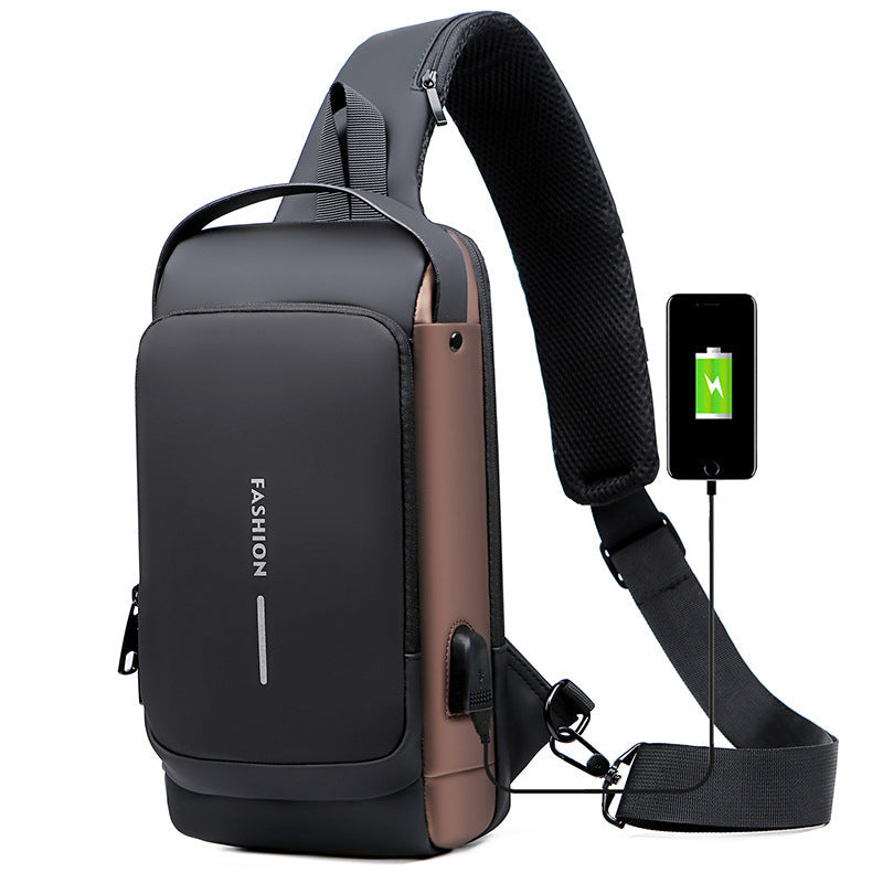 USB Charging Sports Sling Anti-tyveri skulderveske