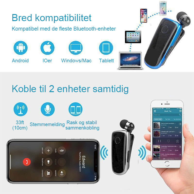 Krageklips Bluetooth-hodesett