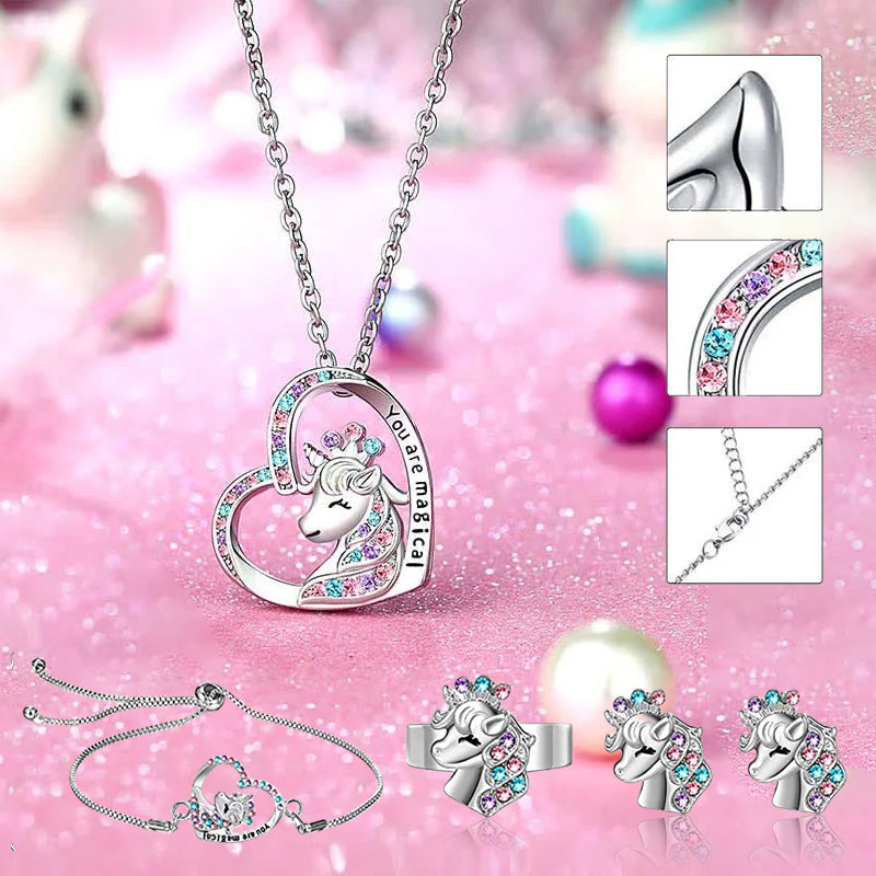 "You Are Magical" - Unicorn Princess Earrings and Necklace