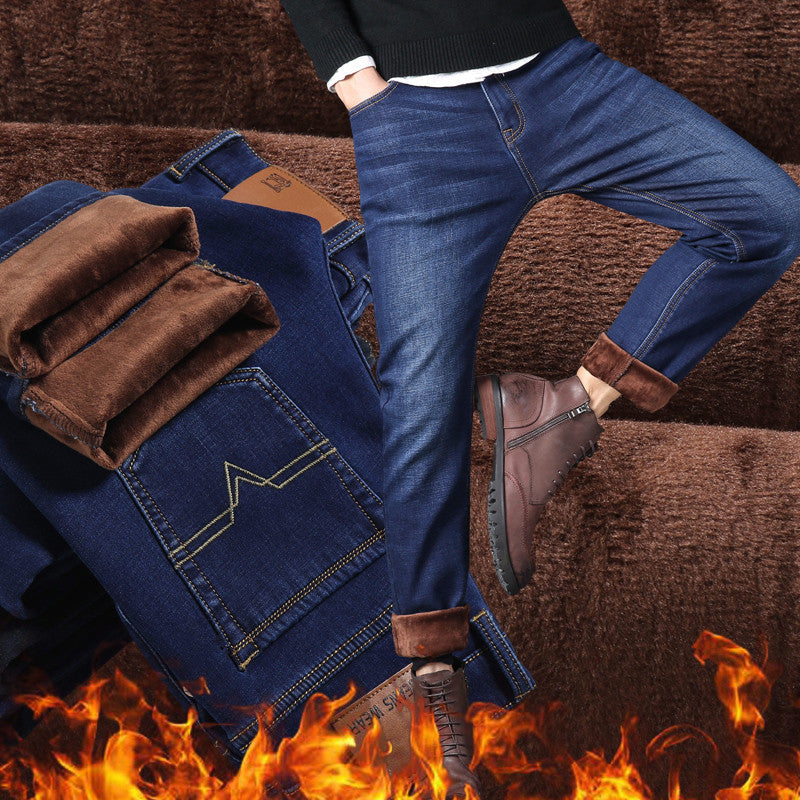 Male Loose Stretchy Denim Straight Pants