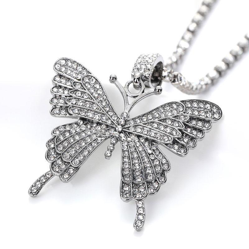 Crystal Pave Butterfly anheng halskjede