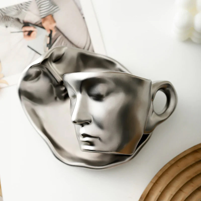 Metal Touching Face Creative Ceramic Kiss Coffee Mug