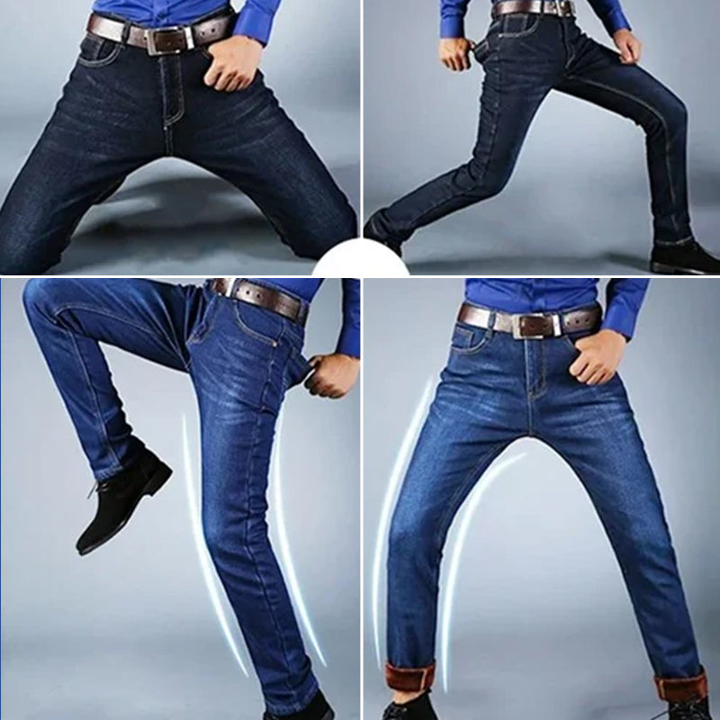 Male Loose Stretchy Denim Straight Pants