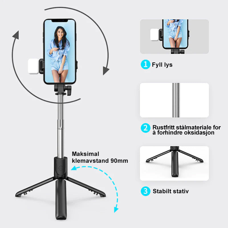 6 i 1 Trådløs bluetooth selfie stang