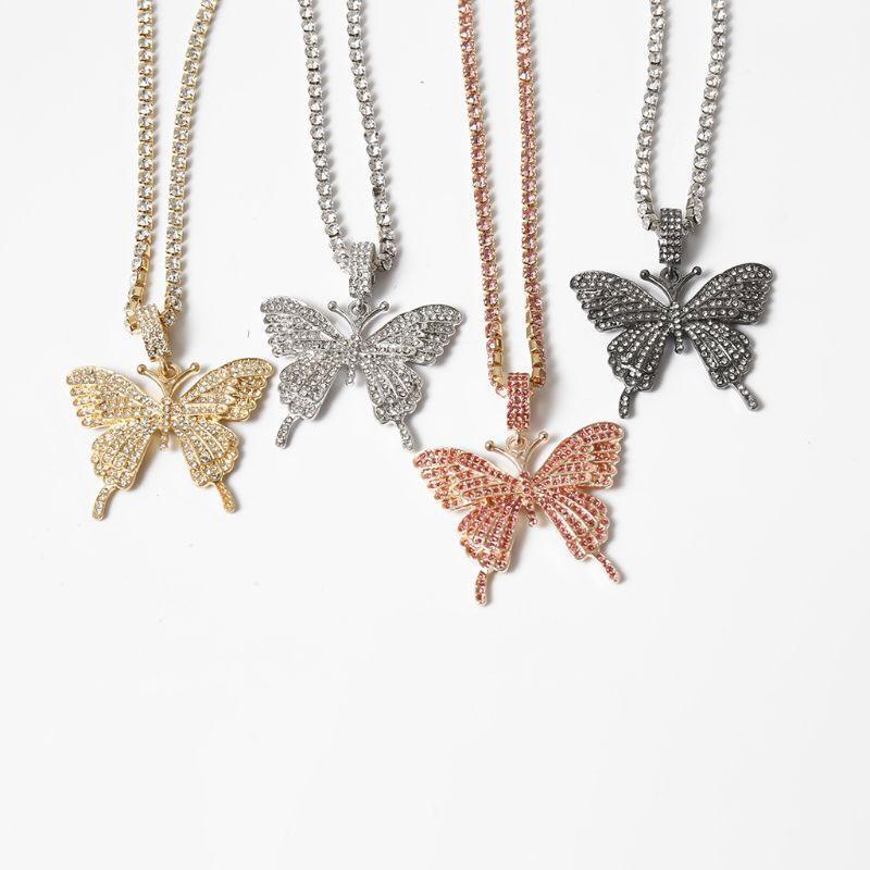 Crystal Pave Butterfly anheng halskjede