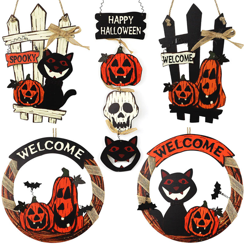 Halloween Wooden Welcome Hanging Sign