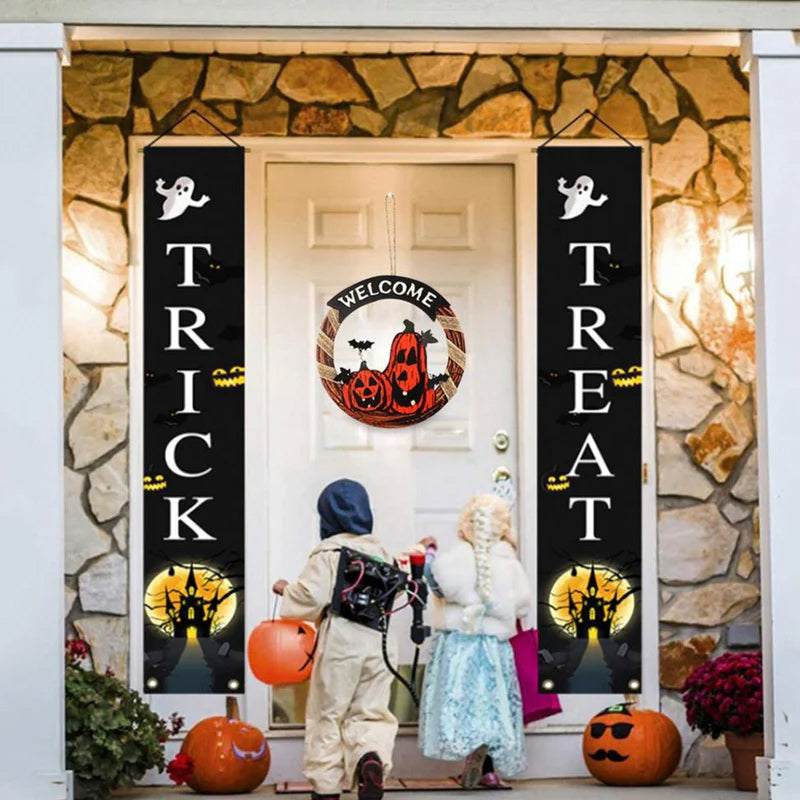 Halloween Wooden Welcome Hanging Sign