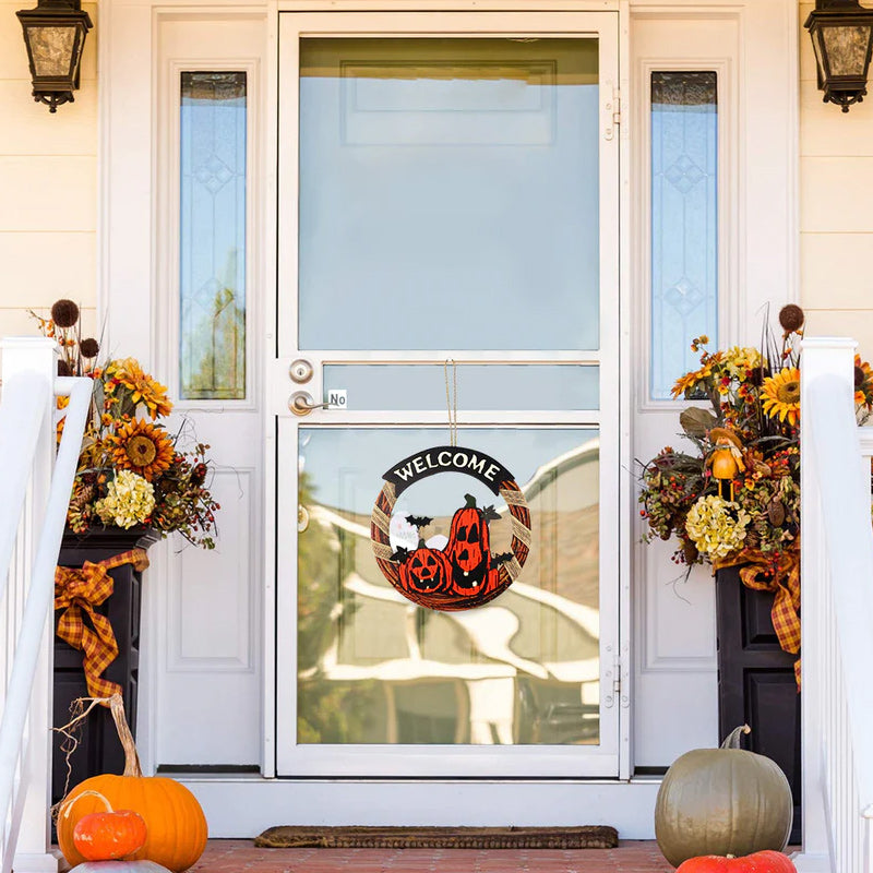 Halloween Wooden Welcome Hanging Sign