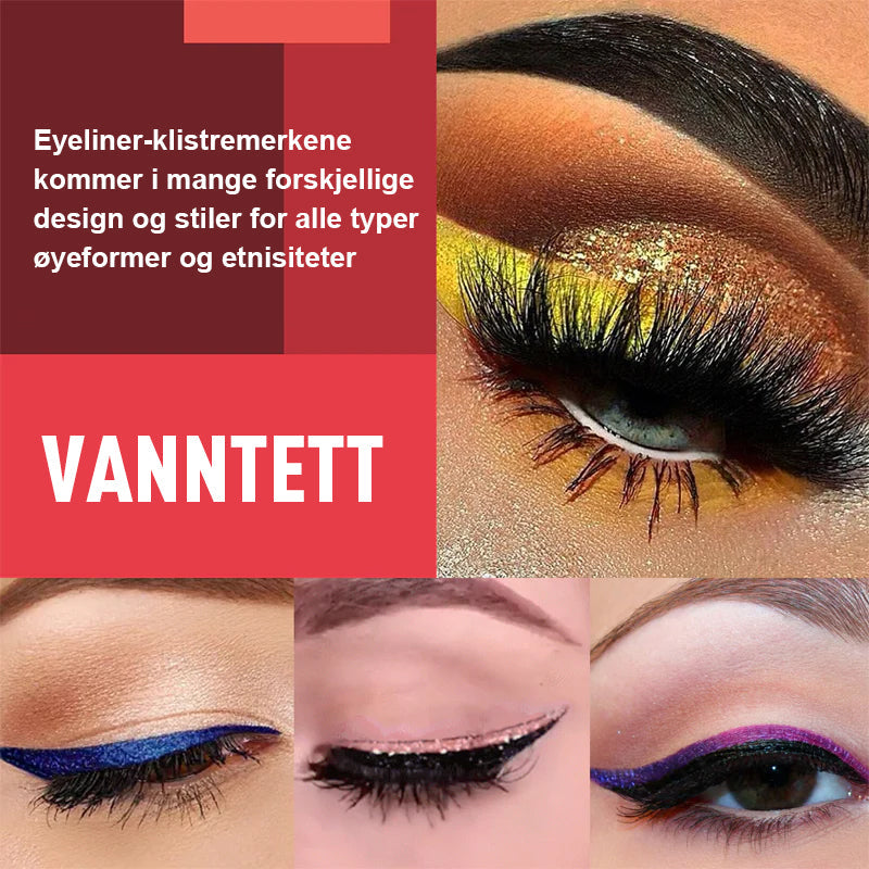 Gjenbrukbare eyeliner og øyenvippeklistremerker (4 par)