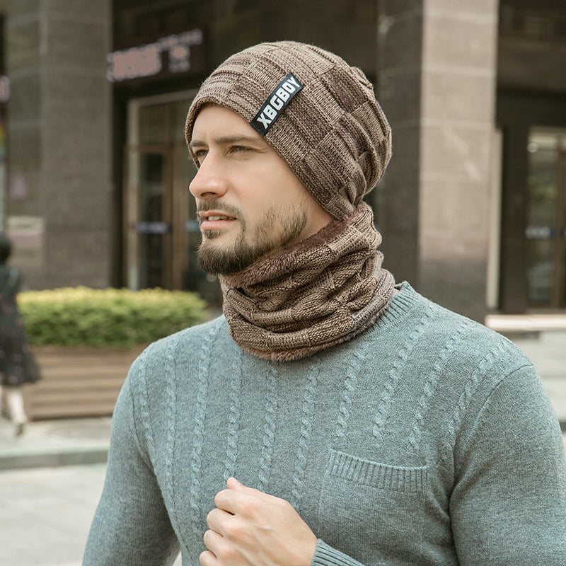 Fleece knitted scarf hat set