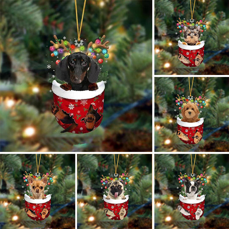 Christmas stocking pendant with dog