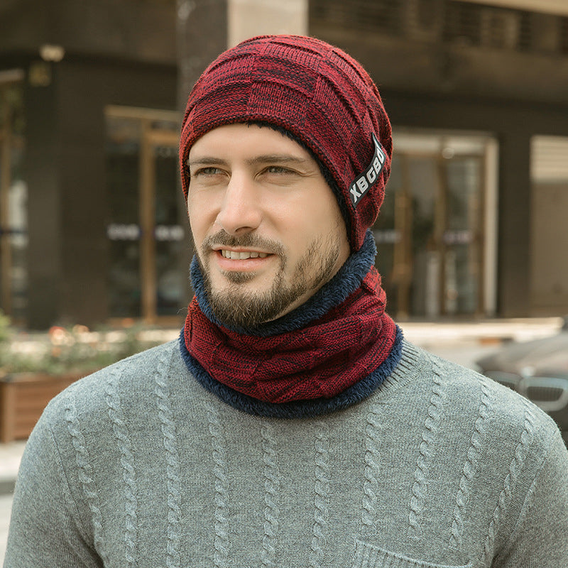 Fleece knitted scarf hat set