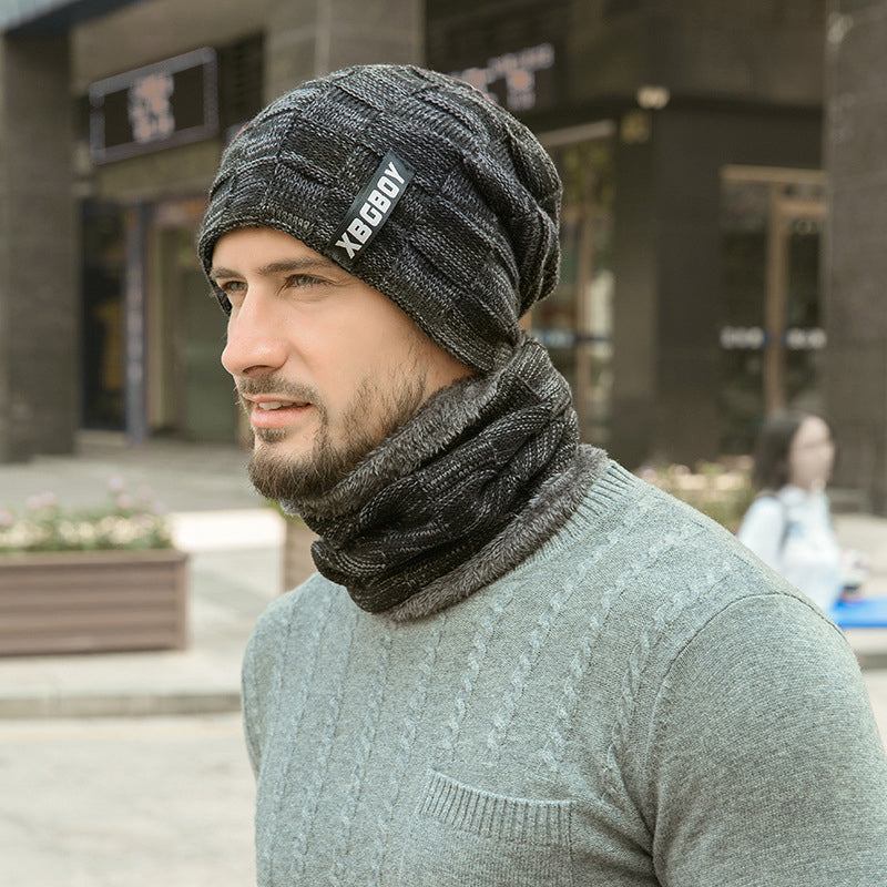 Fleece knitted scarf hat set