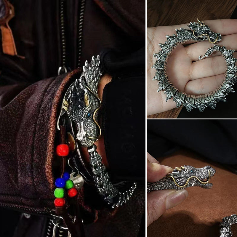 Sølv håndlaget Dragon Chain Armbånd