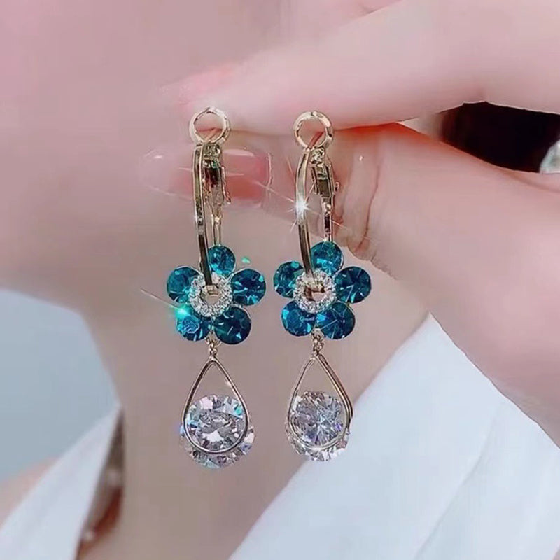 Simple Zircon Flower Earrings