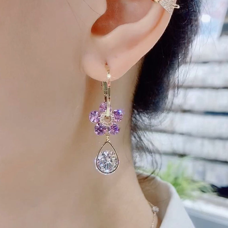 Simple Zircon Flower Earrings