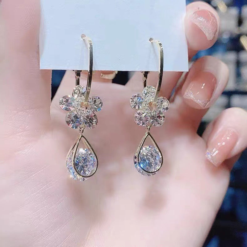 Simple Zircon Flower Earrings