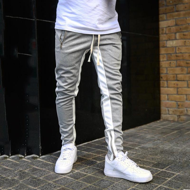 Sidestripe Glidelås Lomme Skinny Joggebukse