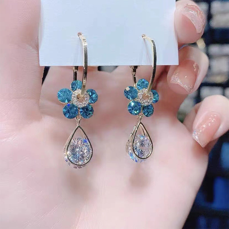 Simple Zircon Flower Earrings