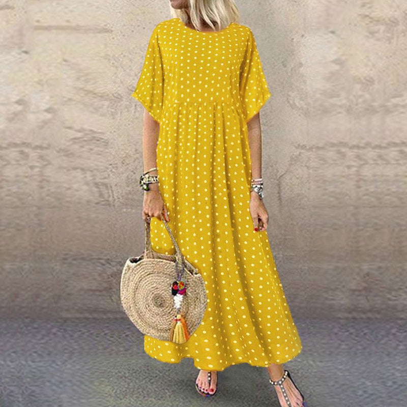 1/2sleeve polka dot dress