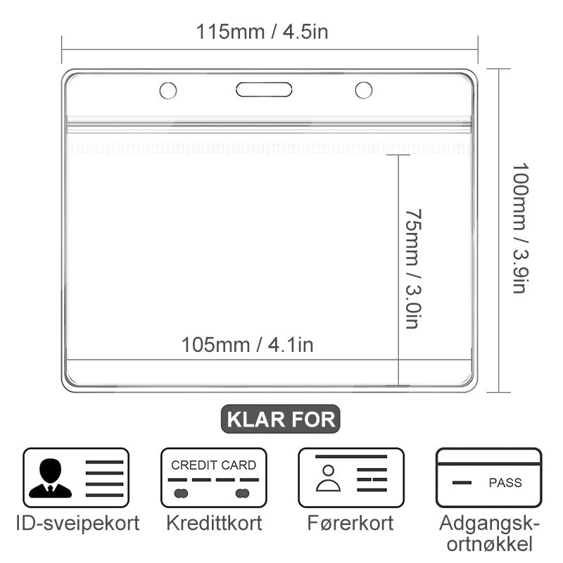 4x3 tommer CDC vaksinasjonskortholder med vanntett glidelås