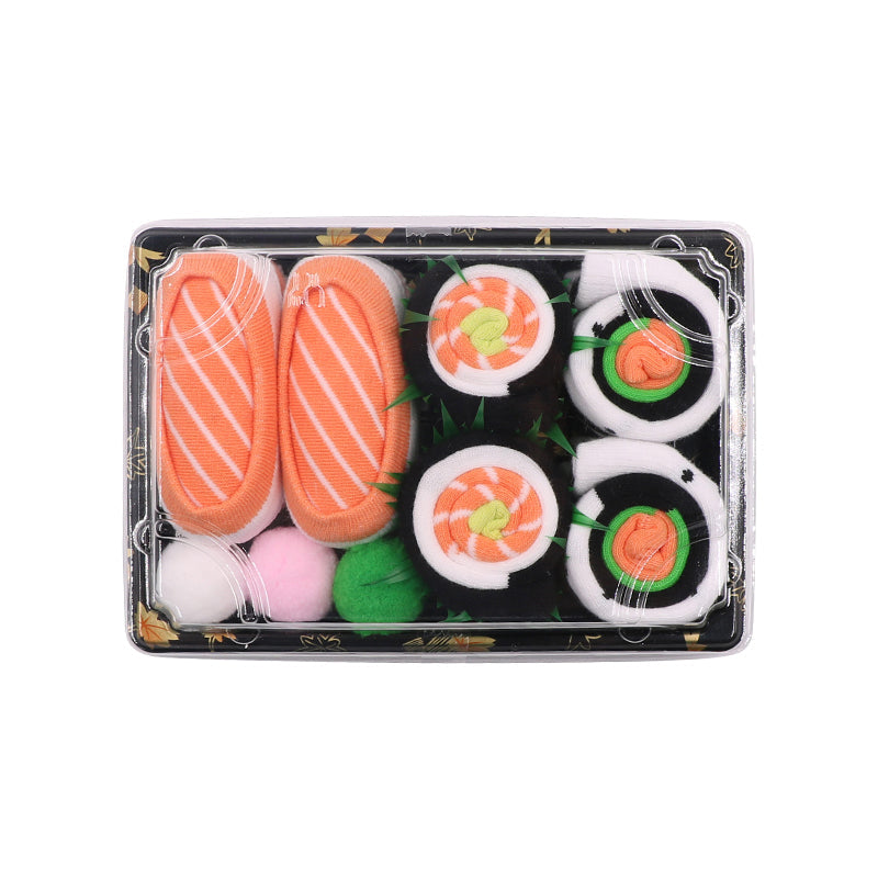 Sokker sett med sushi design i gaveeske