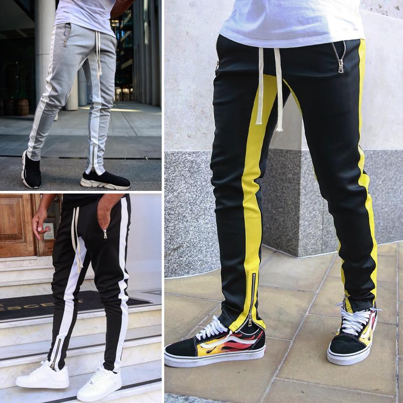 Sidestripe Glidelås Lomme Skinny Joggebukse