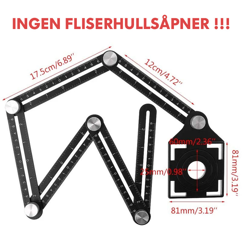 Multifunksjonell seksfold linjal og tolvfold linjal