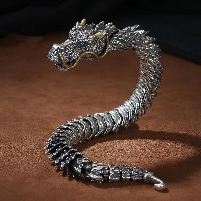 Sølv håndlaget Dragon Chain Armbånd