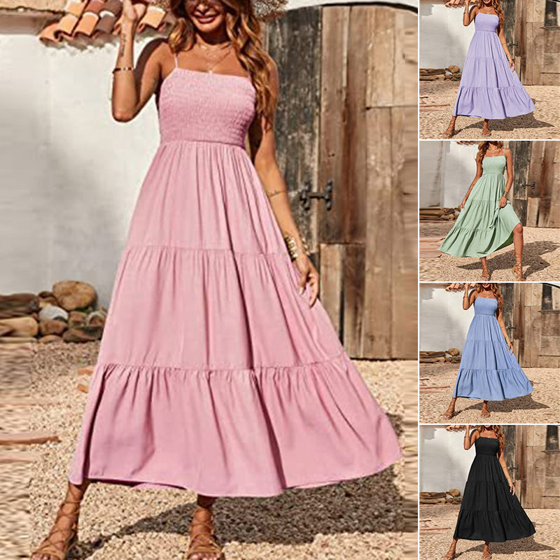 Sleeveless Strap Tube Top Swing Dress