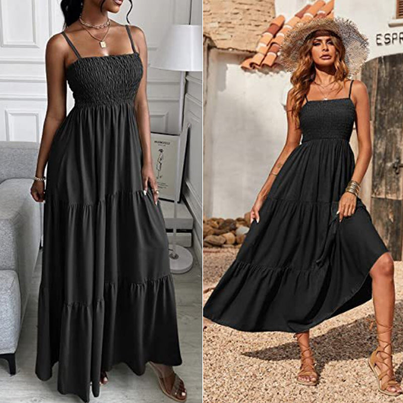 Sleeveless Strap Tube Top Swing Dress