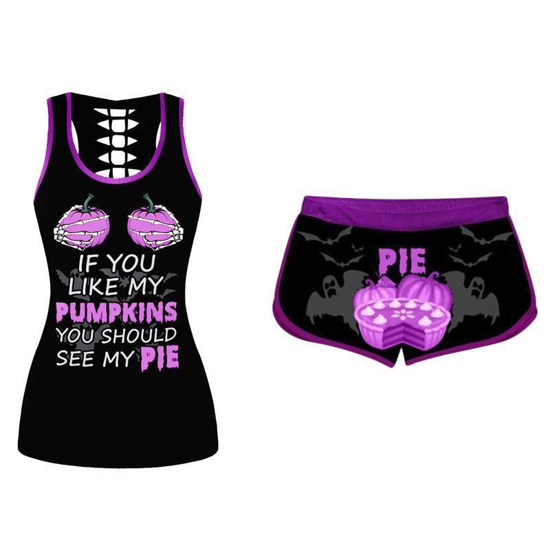 🎃1 sett Halloween gresskarsinglet og shorts