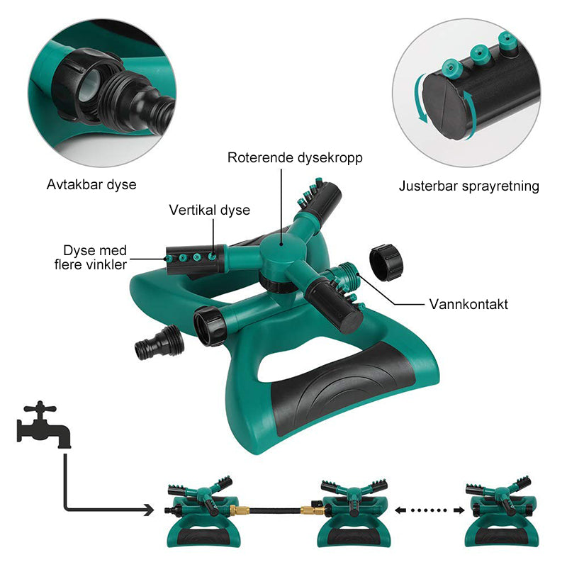 360 graders automatisk roterende sprinkler