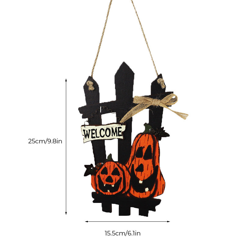 Halloween Wooden Welcome Hanging Sign