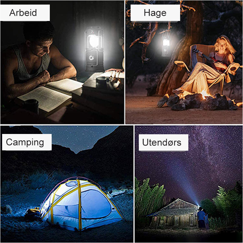 Utendørs LED campinglys med vifte