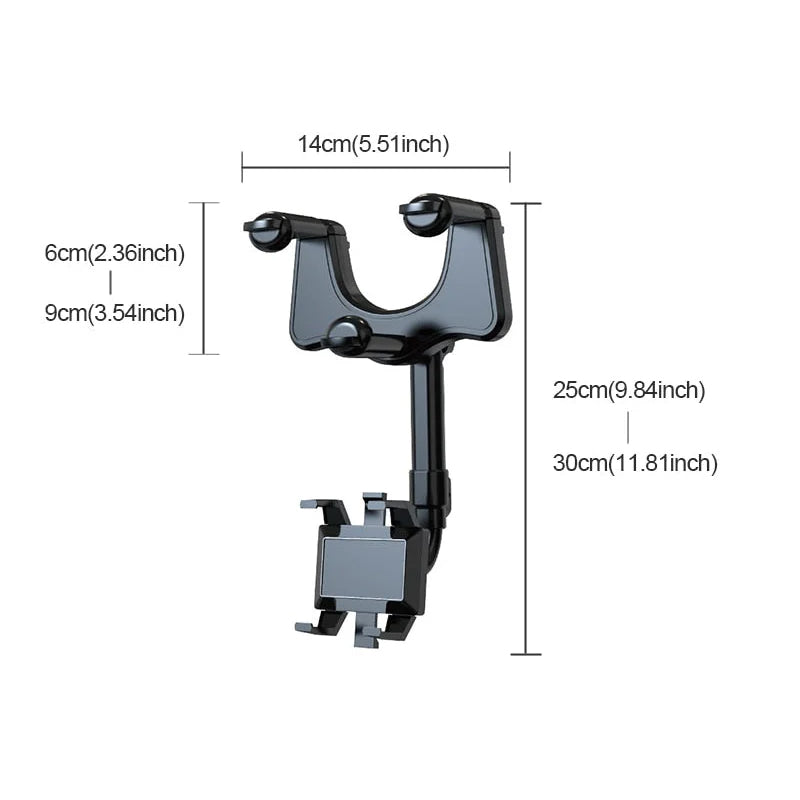 360-graders roterbar telefonholder i bilspeilet