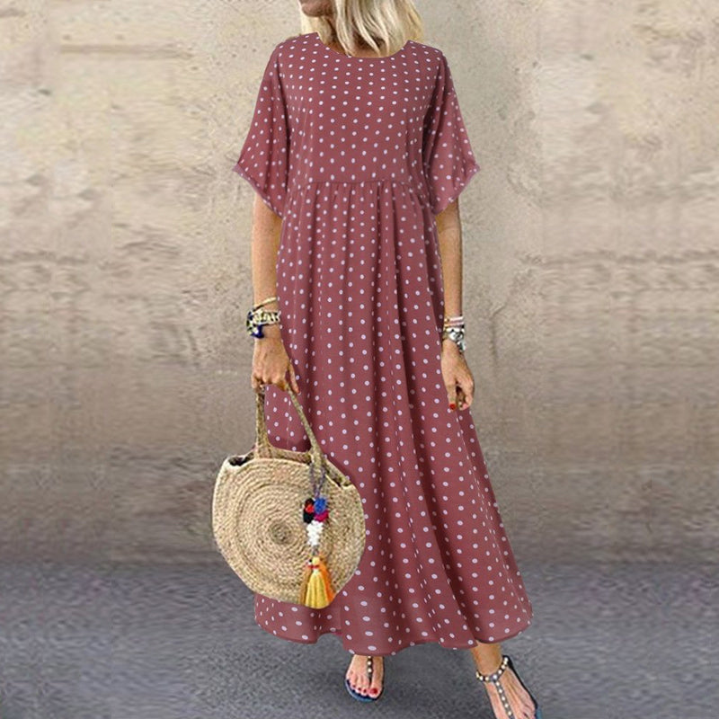 1/2sleeve polka dot dress