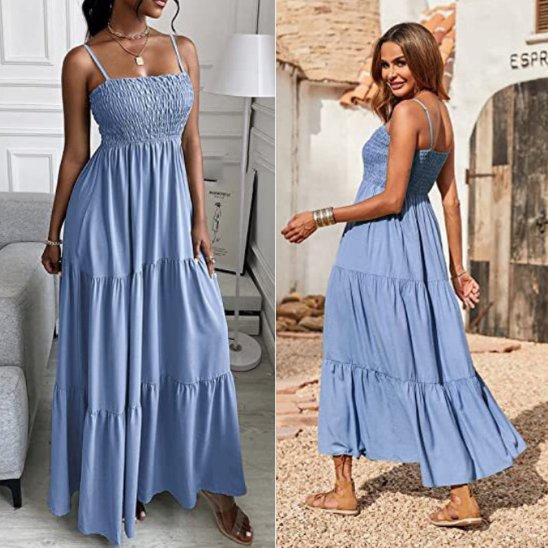 Sleeveless Strap Tube Top Swing Dress