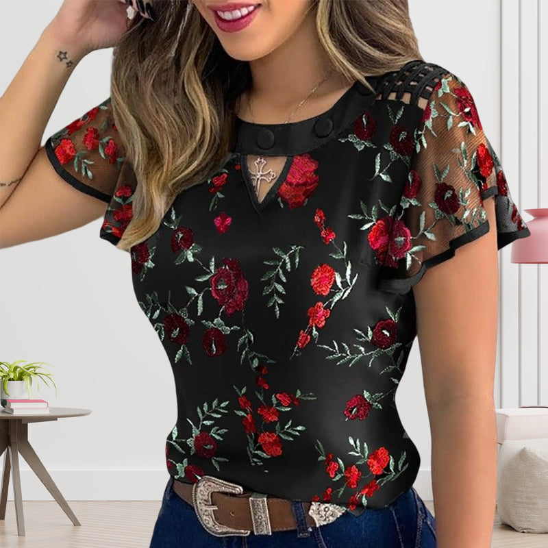 Floral Mesh Top